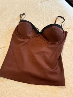Brown Lace-Trim Bustier Camisole - Women Intimates